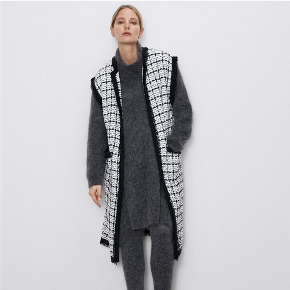 zara tweed vest